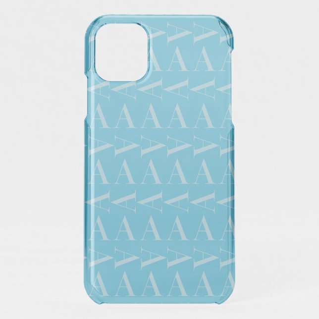 Monogram Initial Letter A, Aqua Blue Uncommon iPhone Case (Back)