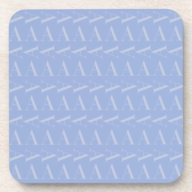 Monogram Initial Letter A, Blue Beverage Coaster (Front)