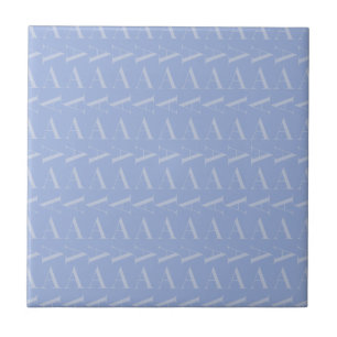 Monogram Initial Letter A, Blue Ceramic Tile