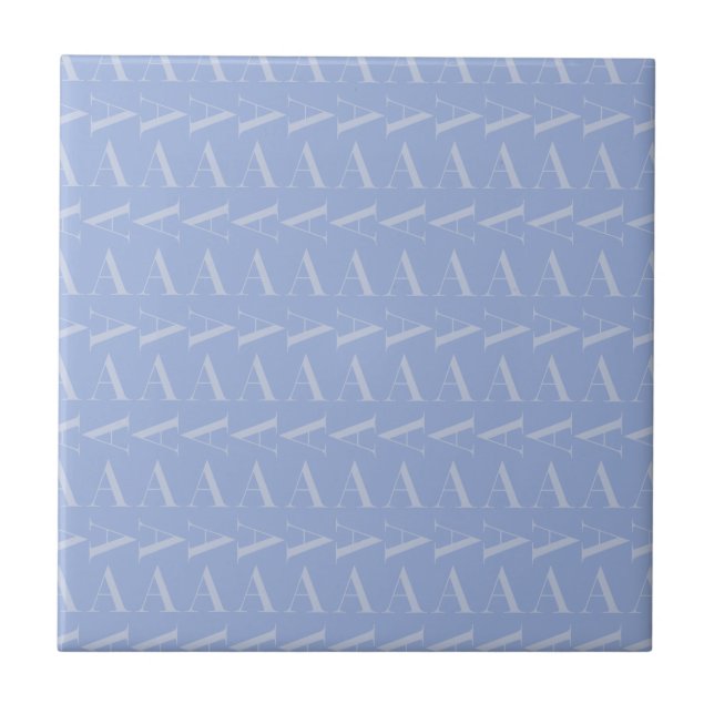 Monogram Initial Letter A, Blue Ceramic Tile (Front)