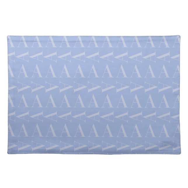 Monogram Initial Letter A, Blue Cloth Placemat (Front)