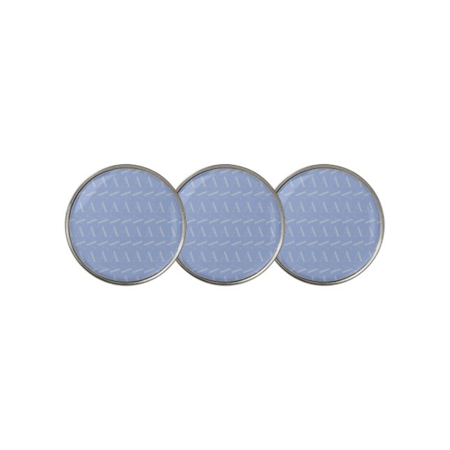 Monogram Initial Letter A, Blue Golf Ball Marker (3 Up)