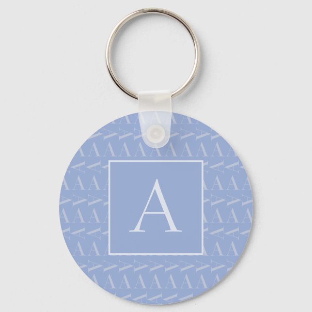Monogram Initial Letter A, Blue Keychain (Front)