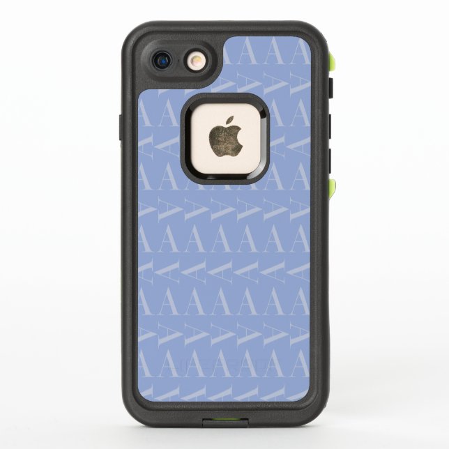 Monogram Initial Letter A, Blue LifeProof iPhone Case (Back)