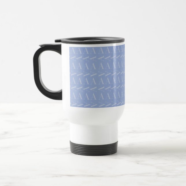 Monogram Initial Letter A, Blue Travel Mug (Left)