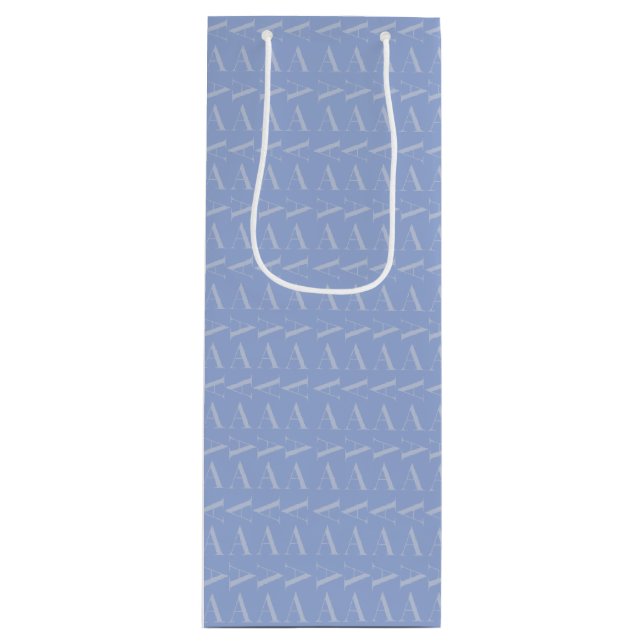 Monogram Initial Letter A, Blue Wine Gift Bag (Front)