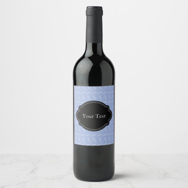 Monogram Initial Letter A, Blue Wine Label (Front)