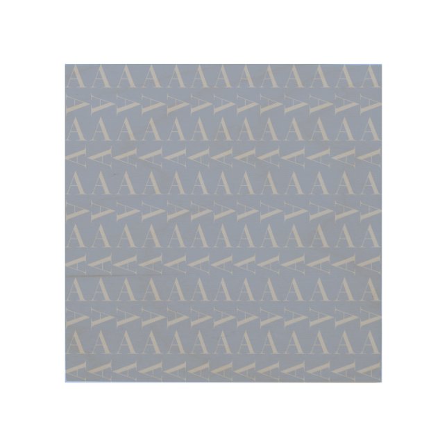 Monogram Initial Letter A, Blue Wood Wall Art (Front)