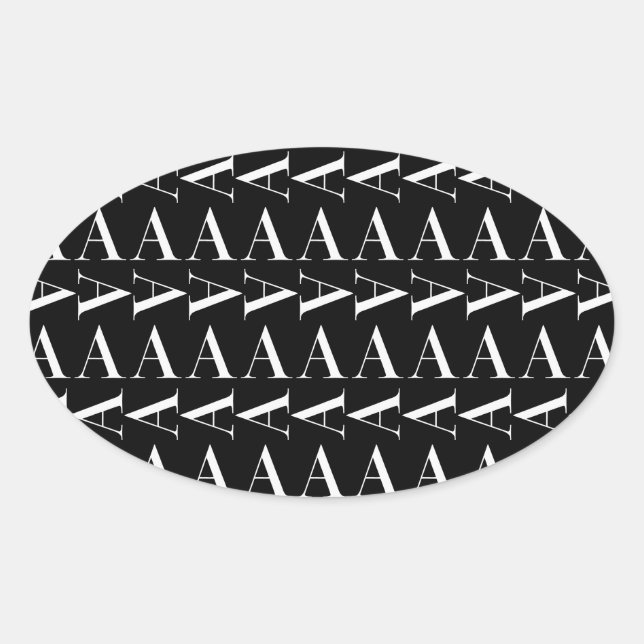 Monogram Initial Letter A, Choose Background Color Oval Sticker (Front)