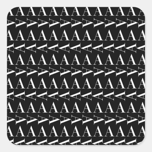 Monogram Initial Letter A, Choose Background Color Square Sticker (Front)