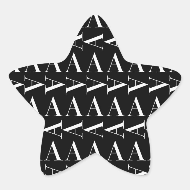 Monogram Initial Letter A, Choose Background Color Star Sticker (Front)