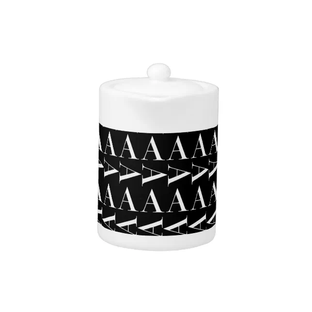 Monogram Initial Letter A, Choose Background Color Teapot Zazzle
