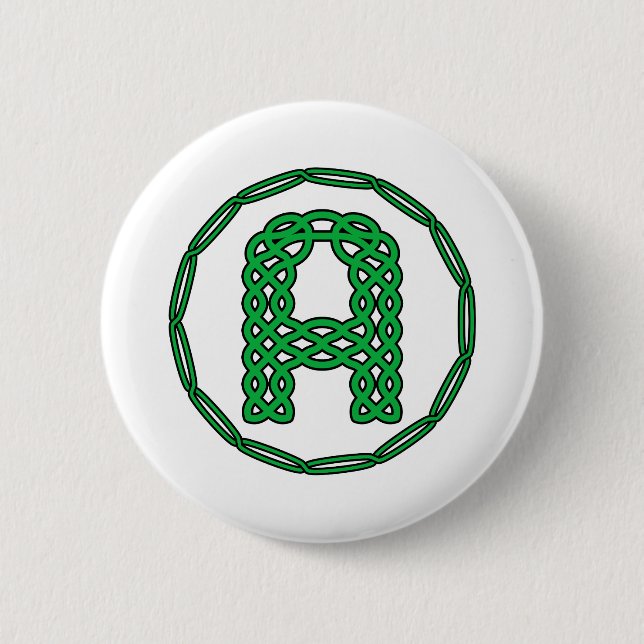 Monogram Initial Letter A In Celtic Style Button (Front)