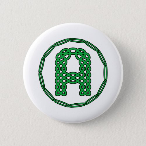 Monogram Initial Letter A In Celtic Style Button