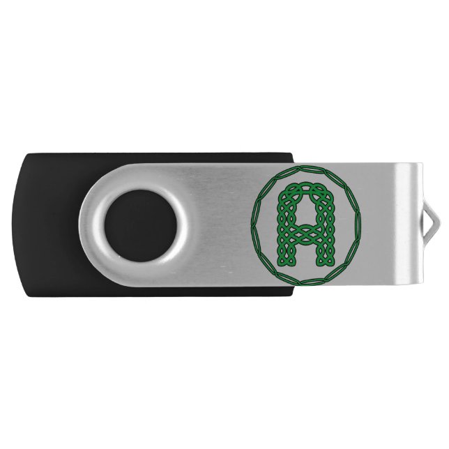 Monogram Initial Letter A In Celtic Style Flash Drive (Front)