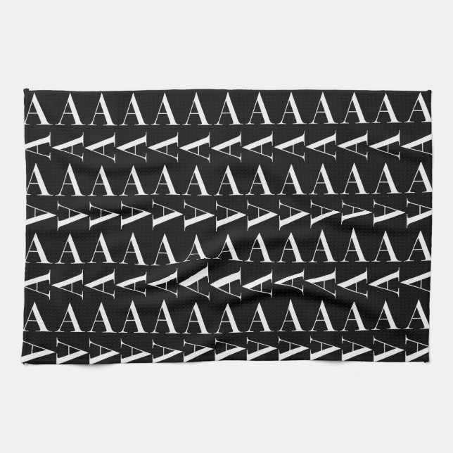 Monogram Initial Letter A Kitchen Towel (Horizontal)