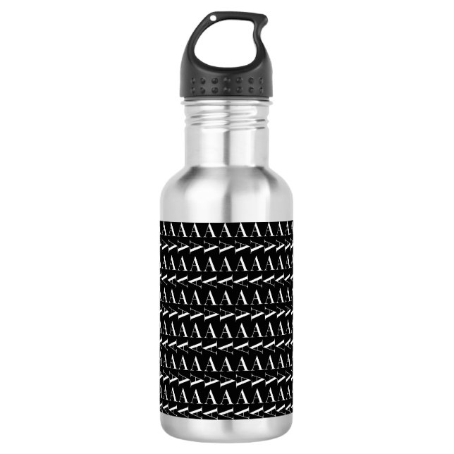 Monogram Initial Letter A Water Bottle (Front)