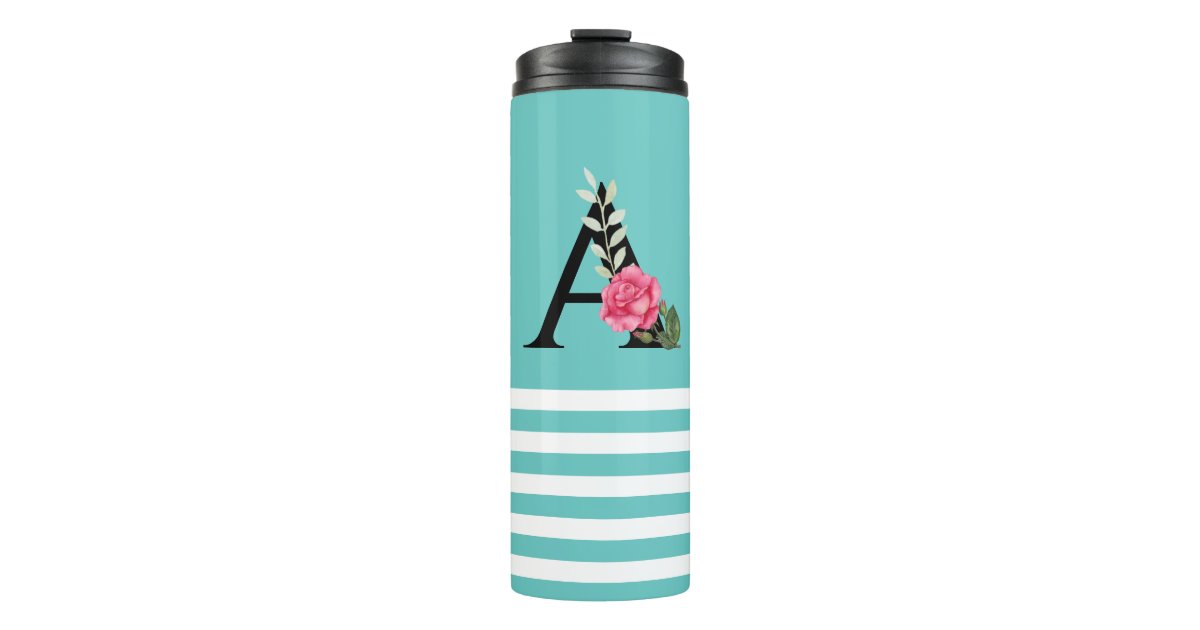 Red & White Initial Letter Monogrammed Plain Stainless Steel Water Bottle