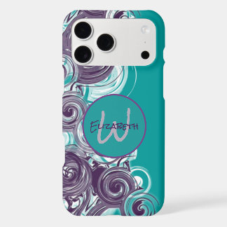 Monogram Initial Letter Abstract Spiral Waves iPhone 17 Pro Max Case