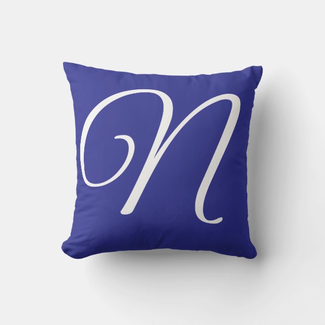 Monogram Initial Letter and Name Personalized Throw Pillow (Front)