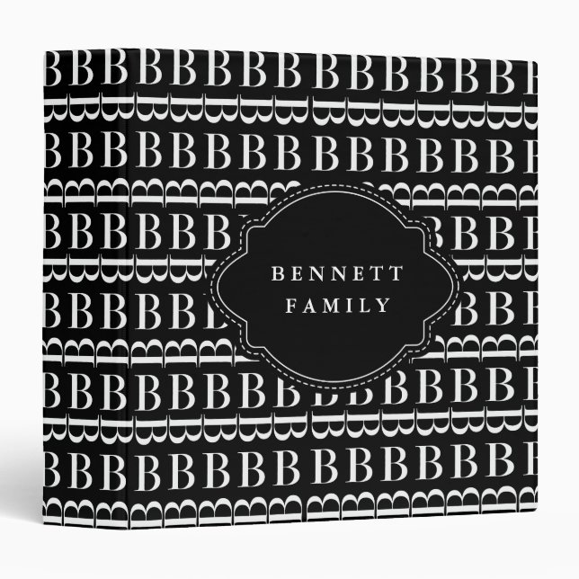 Monogram Initial Letter B 3 Ring Binder (Front/Spine)