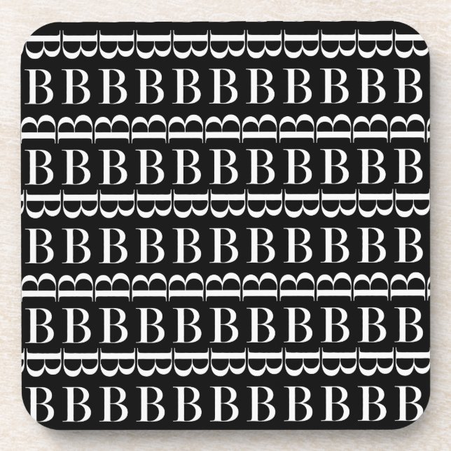 Monogram Initial Letter B Beverage Coaster (Front)