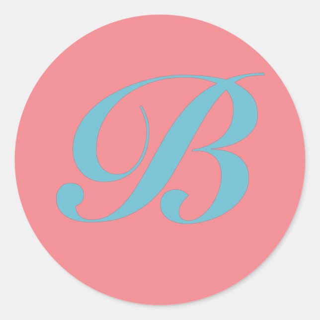 Monogram Initial Letter B Classic Round Sticker (Front)