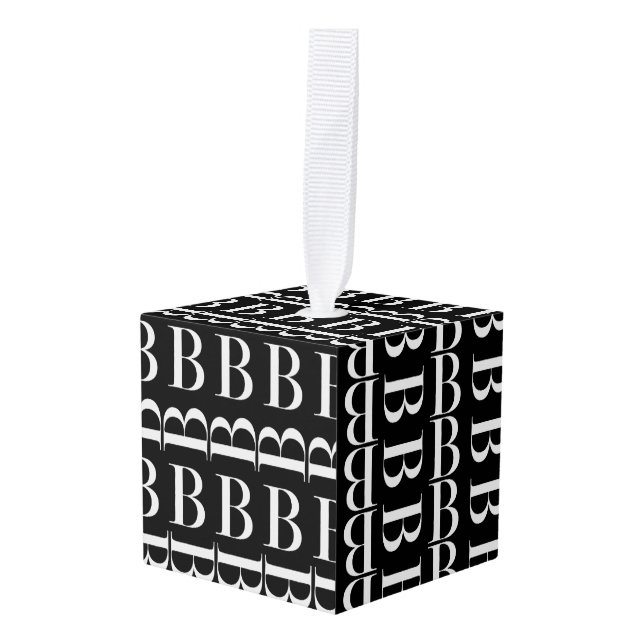 Monogram Initial Letter B Cube Ornament (Front Angled)