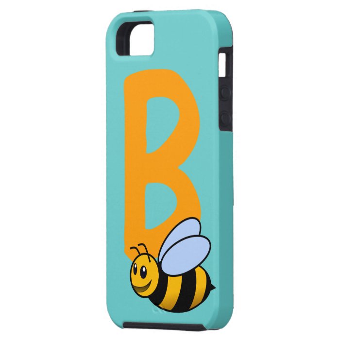 Monogram initial letter B, cute bee cartoon custom iPhone 5 Cover