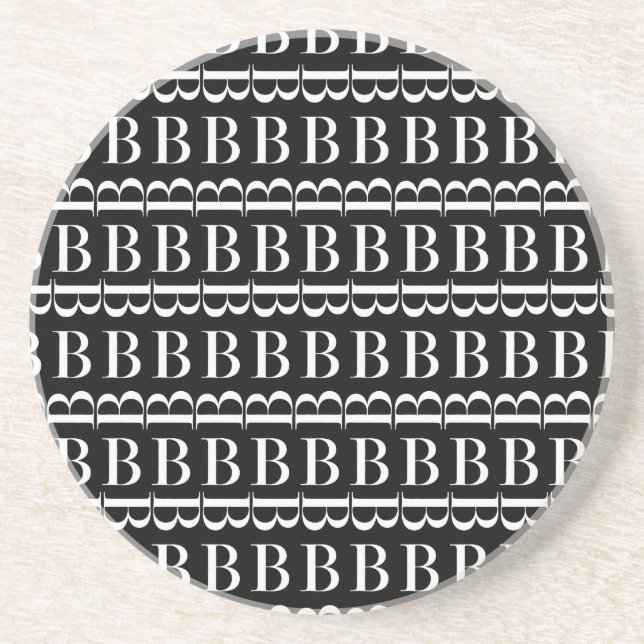 Monogram Initial Letter B Drink Coaster (Front)
