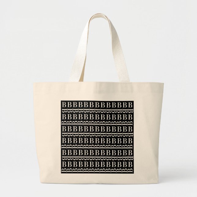 Monogram Initial Letter B Large Tote Bag (Front)