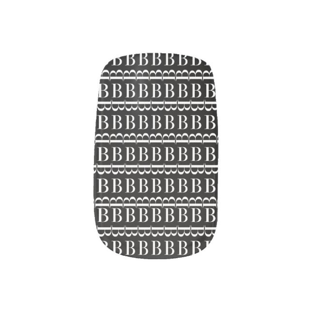 Monogram Initial Letter B Minx Nail Wraps (Left Thumb)