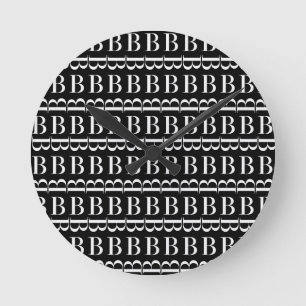Monogram Initial Letter B Round Clock