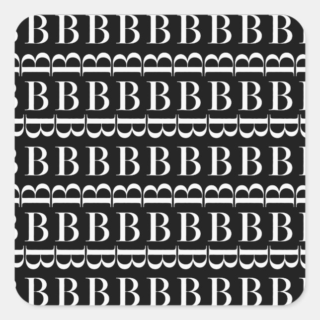 Monogram Initial Letter B Square Sticker (Front)