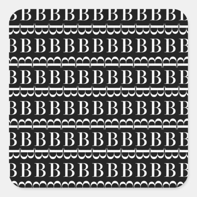 Monogram Initial Letter B Square Sticker (Front)