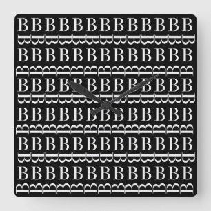 Monogram Initial Letter B Square Wall Clock