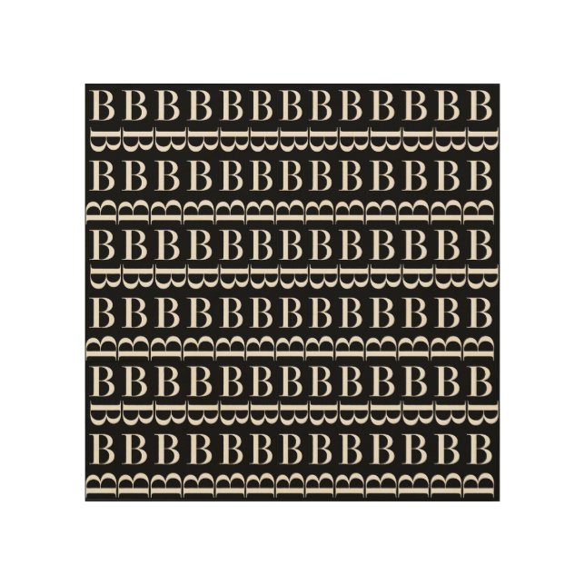 Monogram Initial Letter B Wood Wall Art (Front)