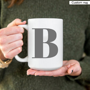 Monogram Initial Letter Black and White Elegant Two-Tone Coffee Mug