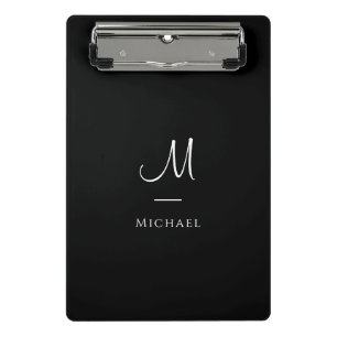 Monogram Initial Letter Black White Custom Mini Clipboard