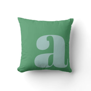 Monogram Initial Letter Bold Light Blue Green Throw Pillow