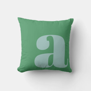Monogram Initial Letter Bold Light Blue Green Throw Pillow