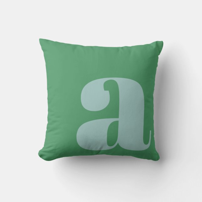Monogram Initial Letter Bold Light Blue Green Throw Pillow (Front)