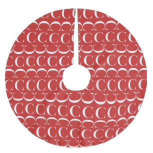 Monogram Initial Letter C Brushed Polyester Tree Skirt