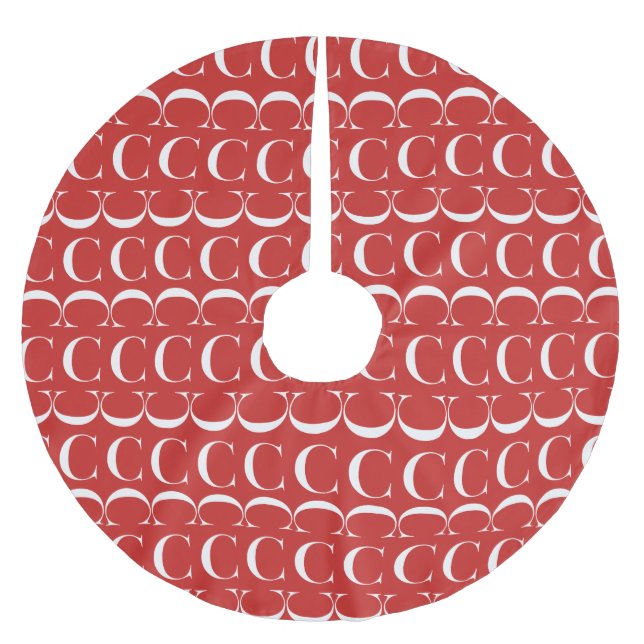 Monogram Initial Letter C Brushed Polyester Tree Skirt (Front)