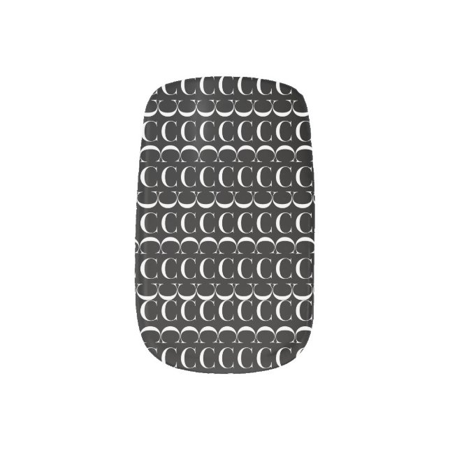 Monogram Initial Letter C Minx Nail Art (Left Thumb)