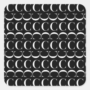 Monogram Initial Letter C Square Sticker