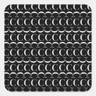 Monogram Initial Letter C Square Sticker