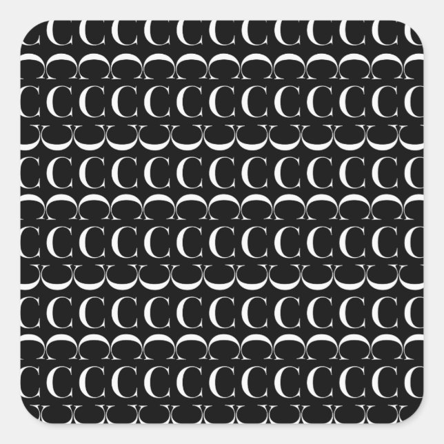 Monogram Initial Letter C Square Sticker (Front)