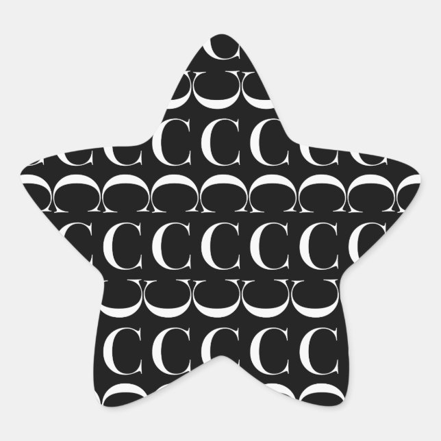 Monogram Initial Letter C Star Sticker (Front)