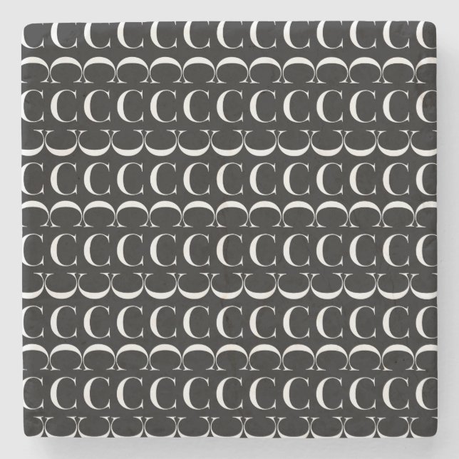 Monogram Initial Letter C Stone Coaster (Front)